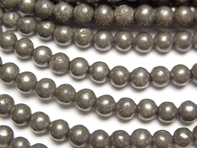 Golden Pyrite AAA Round 4mm 1strand beads (aprx.14inch/35cm)