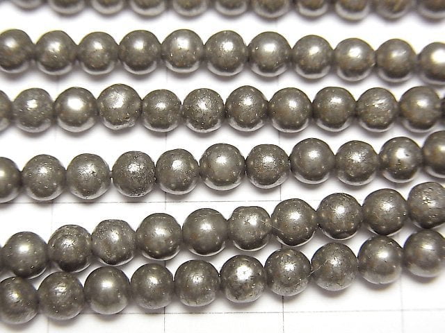 Golden Pyrite AAA Round 4mm 1strand beads (aprx.14inch/35cm)