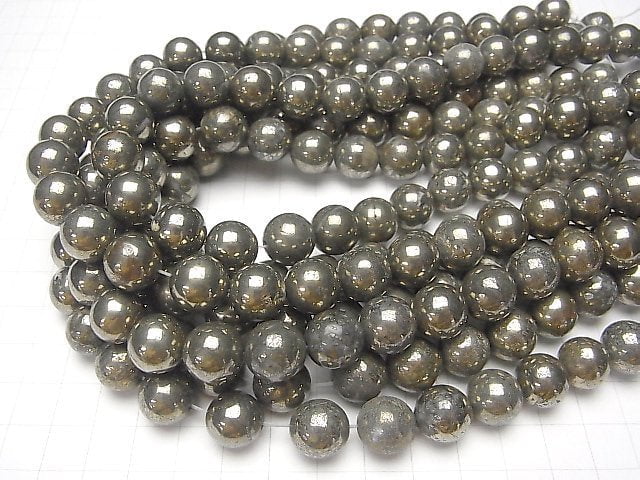 Golden Pyrite AAA Round 12mm half or 1strand beads (aprx.15inch / 38cm)