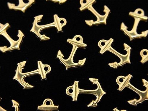 14KGF Charm 11x8.5mm Anchor 2pcs