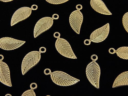 14KGF Charm 12.5x5mm Leaf 3pcs