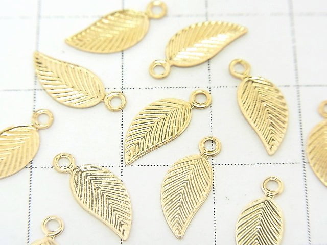 14KGF Charm 12.5x5mm Leaf 3pcs