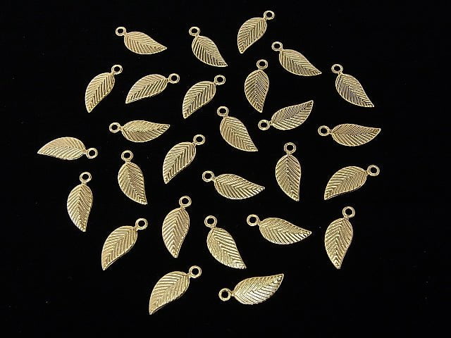 14KGF Charm 12.5x5mm Leaf 3pcs