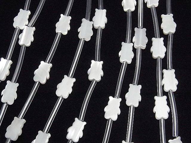 [Video] High Quality Mother of Pearl MOP AAA White Teddy Bear Shape 1strand (14pcs )