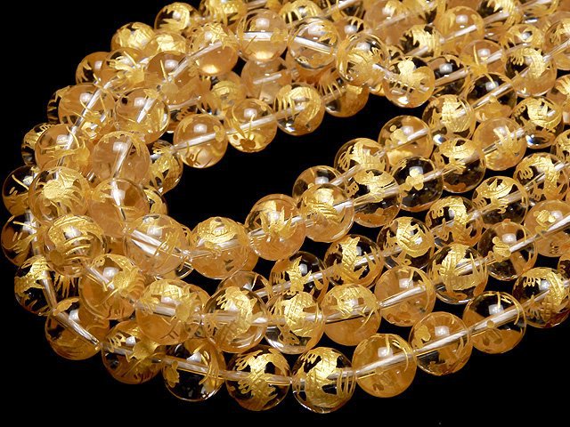 [Video] Gold! Carved Dragon (Four Divine Beasts)! Crystal AAA Round 10,12,14,16mm 1/4 or 1strand