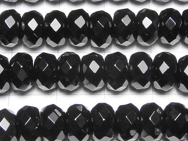 [Video] Onyx AAA Faceted Button Roundel 8x8x5mm 1strand beads (aprx.15inch / 36cm)