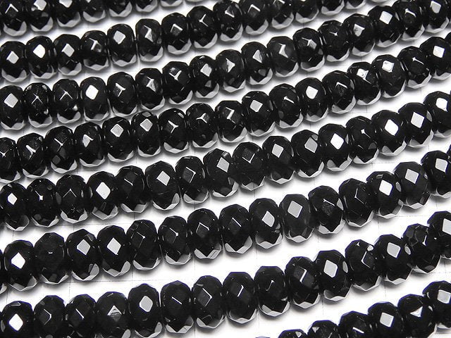 [Video] Onyx AAA Faceted Button Roundel 8x8x5mm 1strand beads (aprx.15inch / 36cm)