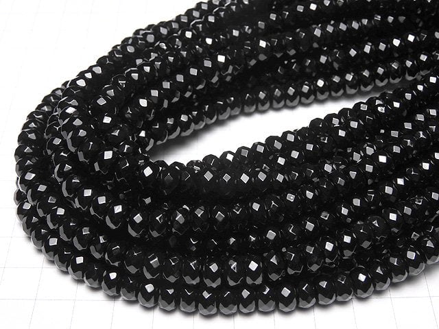 [Video] Onyx AAA Faceted Button Roundel 8x8x5mm 1strand beads (aprx.15inch / 36cm)