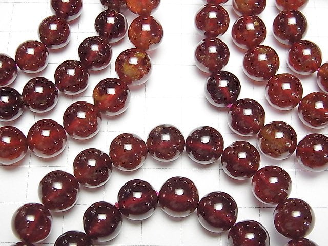 [Video] High Quality Hessonite Garnet AAA 'Round 10 mm 1strand (Bracelet)