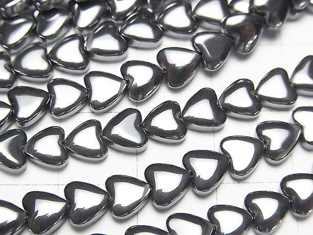 Hematite Vertical Hole Heart 6x6x3mm 1strand beads (aprx.15inch/38cm)