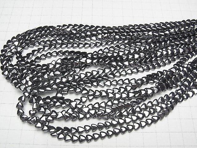 Hematite Vertical Hole Heart 6x6x3mm 1strand beads (aprx.15inch/38cm)