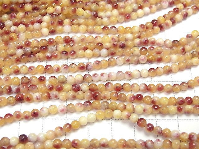 Red & Yellow Jade Round 4mm 1strand beads (aprx.15inch / 36cm)