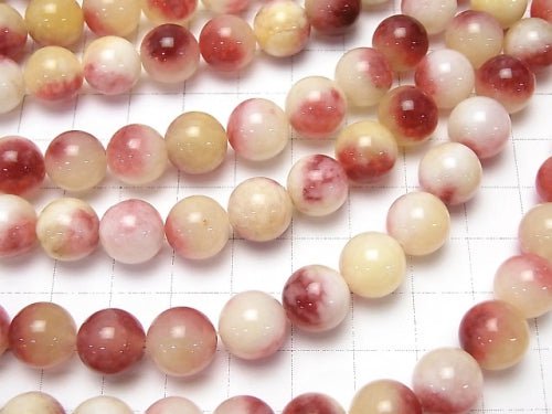 1strand $5.79! Red & Yellow Jade Round 10mm 1strand beads (aprx.15inch / 36cm)