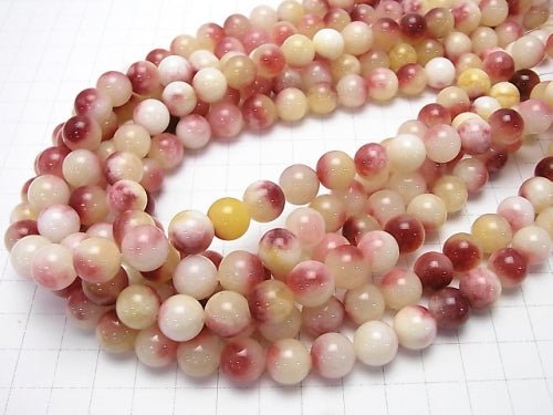 1strand $5.79! Red & Yellow Jade Round 10mm 1strand beads (aprx.15inch / 36cm)