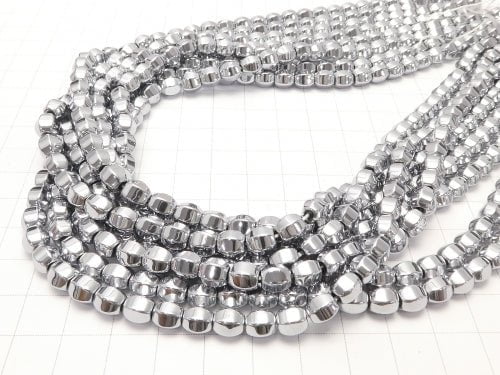 1strand $6.79! Hematite 6 Faceted Round 6 x 6 mm x 6 mm Silver coating 1 strand beads (aprx.15 inch / 38 cm)