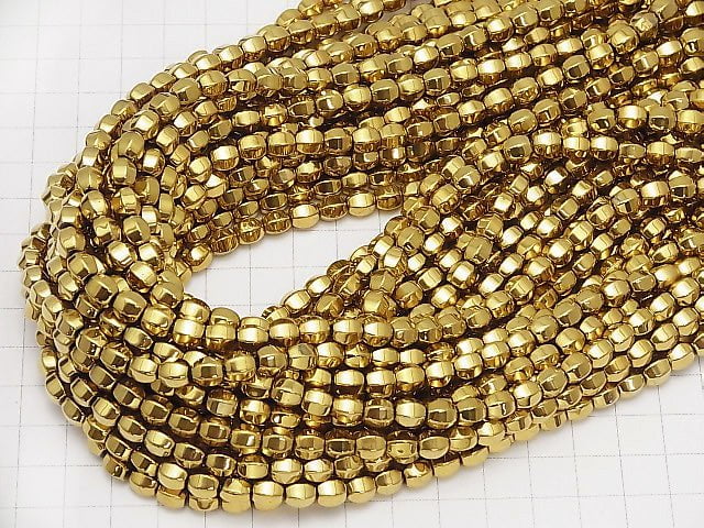 1strand $6.79! Hematite 6 Faceted Round 6 x 6 mm x 6 mm gold coating 1 strand beads (aprx.15 inch / 38 cm)