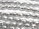 [Video] 1strand $7.79! Hematite Faceted Rice 6 x 4 mm x 4 mm Silver coating 1 strand beads (aprx.15 inch / 38 cm)