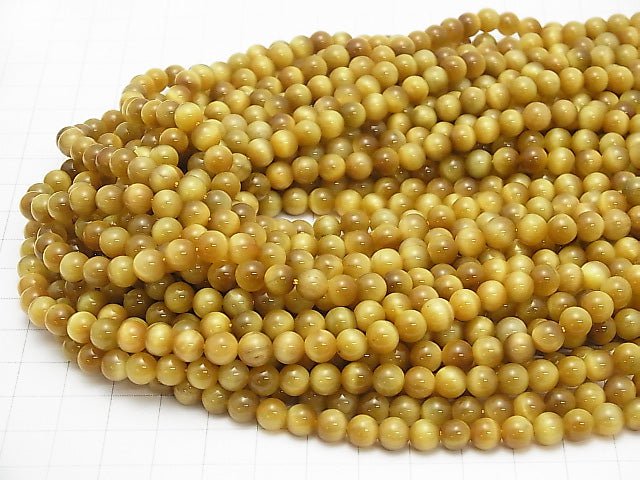 [Video] Golden Tiger's Eye AAA Round 6mm half or 1strand beads (aprx.15inch/38cm)