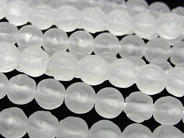 Frosted Crystal Quartz, Rose, Round Gemstone Beads