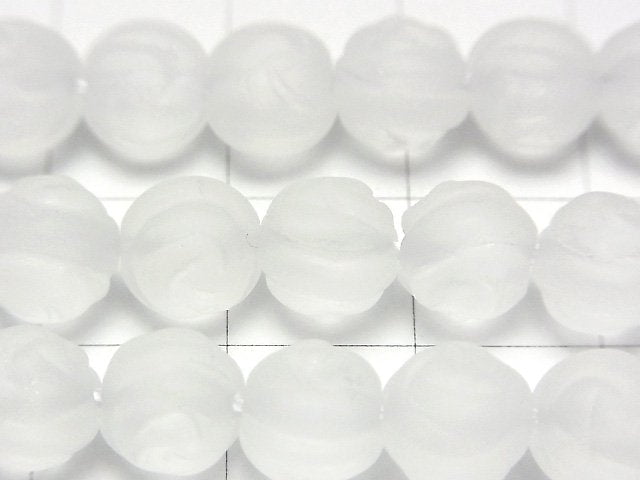 Frosted Crystal Quartz AAA Round Rose Cut 8mm half or 1strand beads (aprx.15inch/36cm)