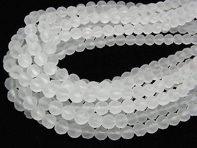 Frosted Crystal Quartz AAA Round Rose Cut 8mm half or 1strand beads (aprx.15inch/36cm)