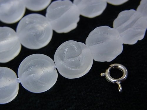 Frosted Crystal Quartz AAA Round Rose Cut 10mm half or 1strand beads (aprx.14inch/35cm)