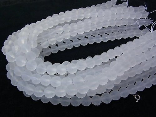 Frosted Crystal Quartz AAA Round Rose Cut 10mm half or 1strand beads (aprx.14inch/35cm)