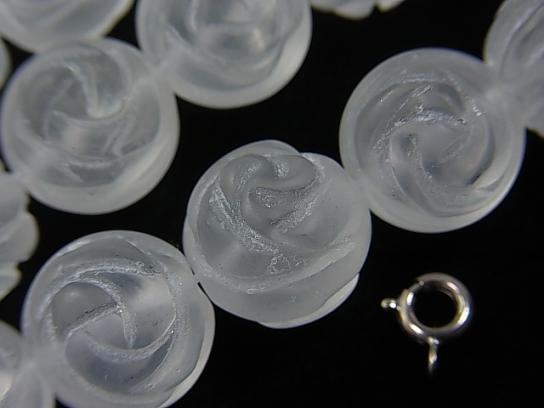 Frosted Crystal Quartz AAA Round Rose Cut 14mm half or 1strand beads (aprx.15inch/37cm)