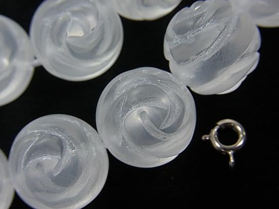 [Video] Frosted Crystal Quartz AAA Round Rose Cut 16mm 1/4 or 1strand beads (aprx.15inch/37cm)