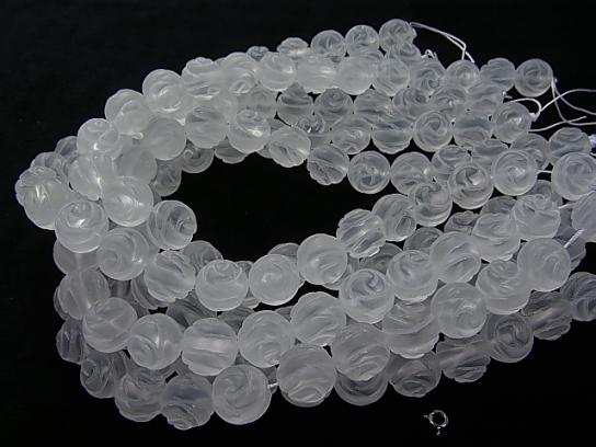 Frosted Crystal Quartz AAA Round Rose Cut 16mm 1/4 or 1strand beads (aprx.15inch/37cm)