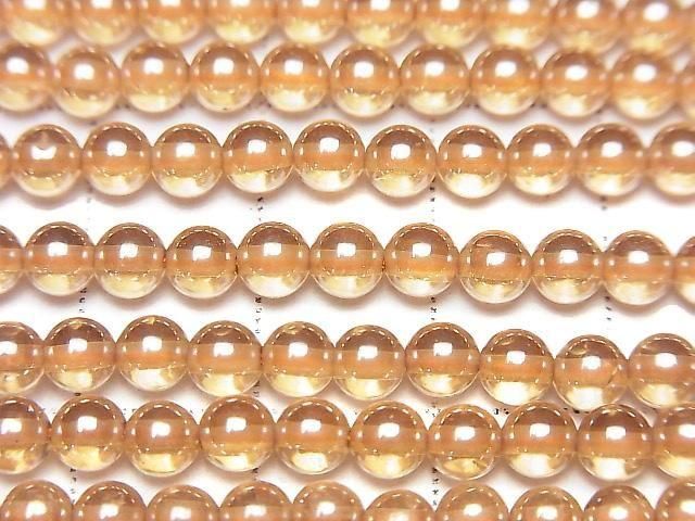 [Video] Champagne Aura Crystal Quartz AAA Round 4mm 1-strand beads (approx. 14 inches/35 cm)