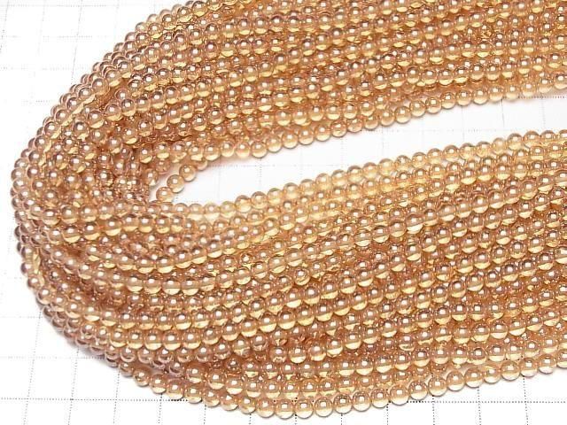 [Video] Champagne Aura Crystal Quartz AAA Round 4mm 1-strand beads (approx. 14 inches/35 cm)