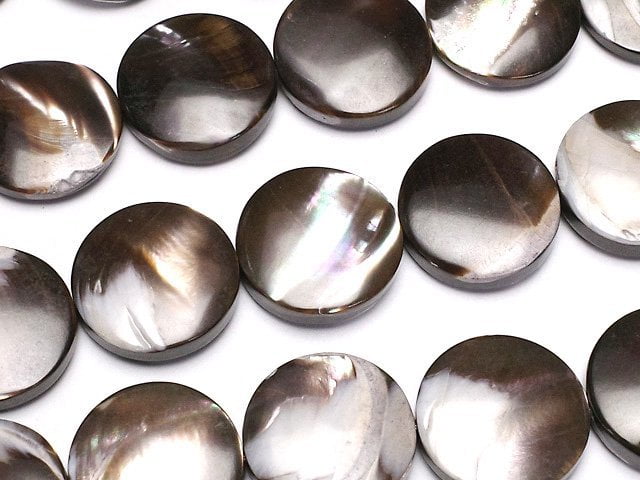 [Video]Mother of Pearl MOP Brown Coin 15x15x4mm 1strand beads (aprx.15inch/38cm)