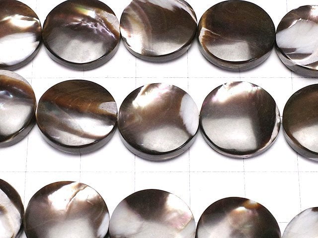 [Video]Mother of Pearl MOP Brown Coin 15x15x4mm 1strand beads (aprx.15inch/38cm)