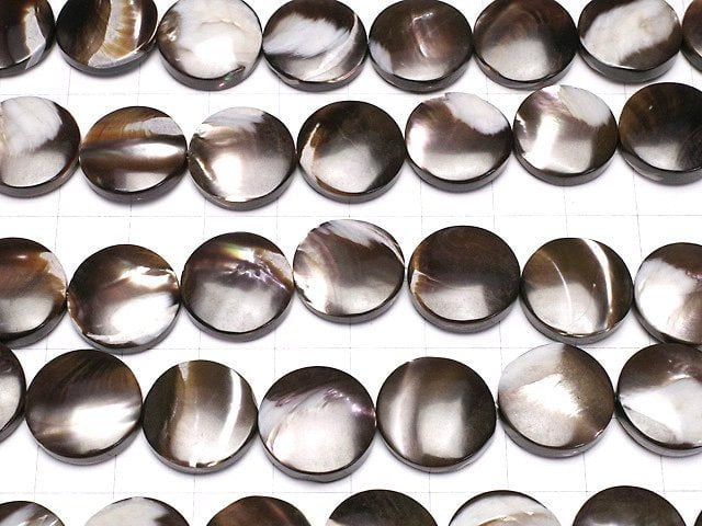 [Video]Mother of Pearl MOP Brown Coin 15x15x4mm 1strand beads (aprx.15inch/38cm)