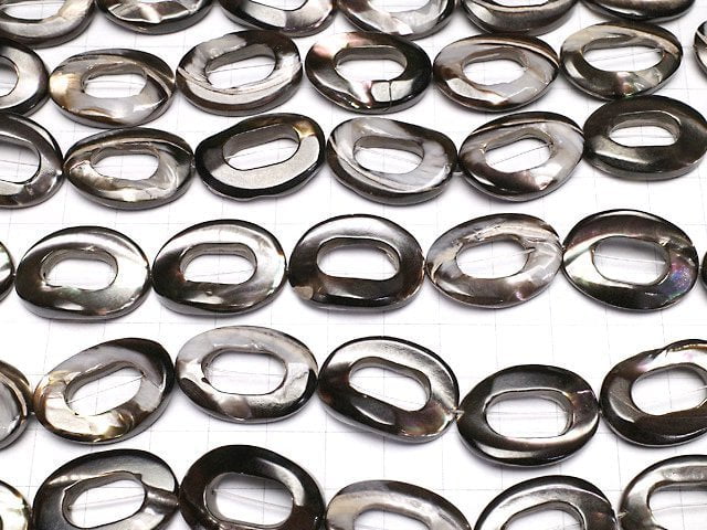 [Video]Mother of Pearl MOP Brown Oval (Donut) 25x18mm half or 1strand beads (aprx.14inch/34cm)