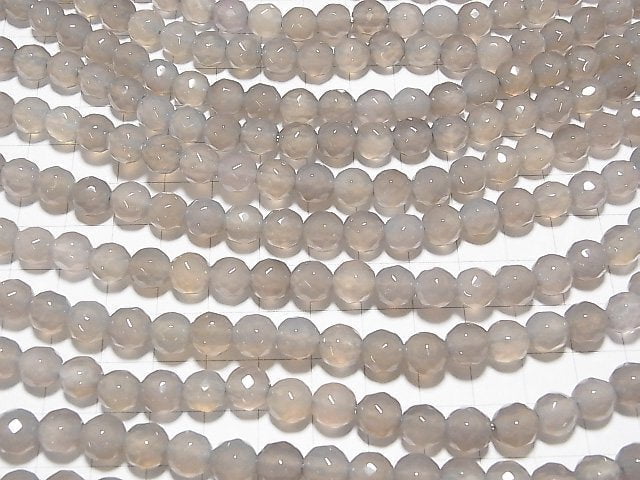 1strand $9.79! Gray Onyx AAA 64Faceted Round 8mm [2mm hole] 1strand beads (aprx.14inch / 35cm)