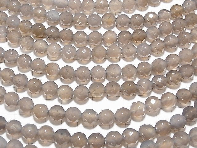 [Video] Gray Onyx AAA 64Faceted Round 10mm [2mm hole] half or 1strand beads (aprx.15inch / 36cm)