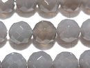 Gray Onyx AAA 64Faceted Round 12mm [2mm hole] half or 1strand beads (aprx.15inch/36cm)