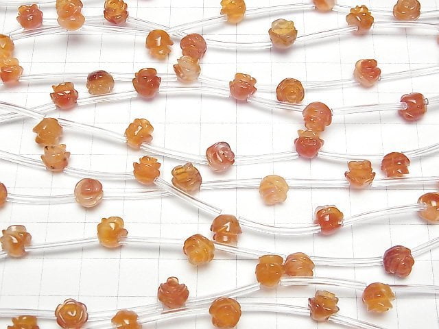 [Video] Mixed Carnelian Rose 8mm half or 1strand beads (aprx.12inch/29cm)