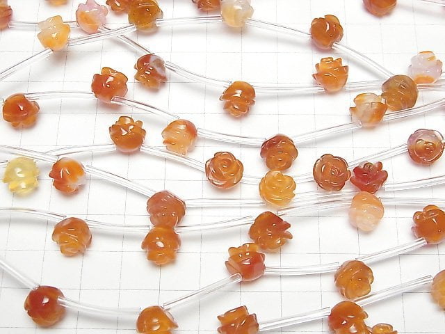 [Video] Mixed Carnelian Rose 10mm half or 1strand beads (aprx.12inch/29cm)