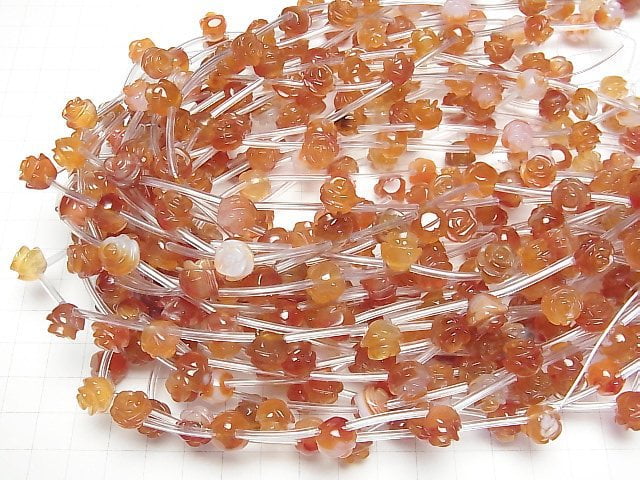 [Video] Mixed Carnelian Rose 10mm half or 1strand beads (aprx.12inch/29cm)