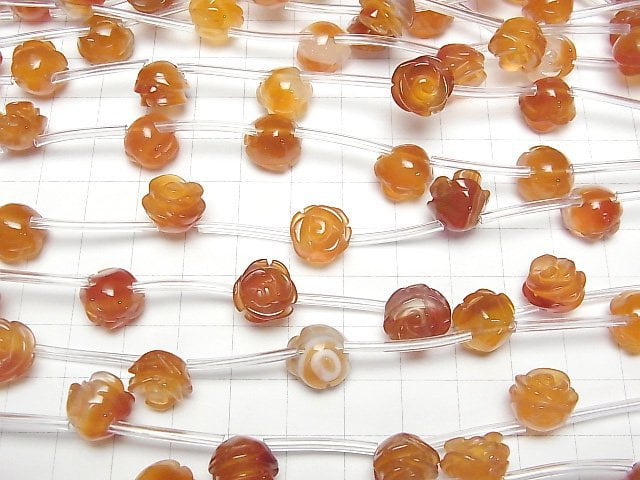 [Video] Mixed Carnelian Rose 12mm half or 1strand beads (aprx.12inch/30cm)