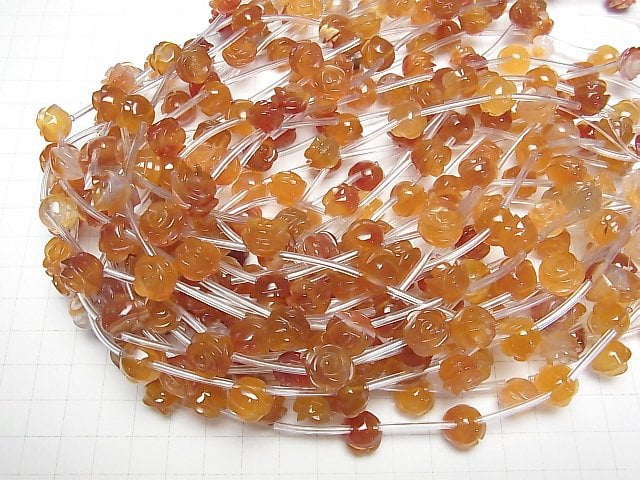 [Video] Mixed Carnelian Rose 12mm half or 1strand beads (aprx.12inch/30cm)