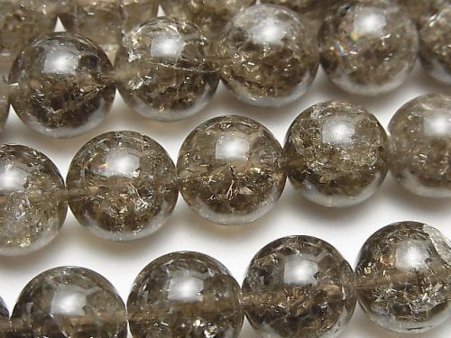 Crackle Smoky Quartz Round 14mm half or 1strand beads (aprx.14inch/35cm)