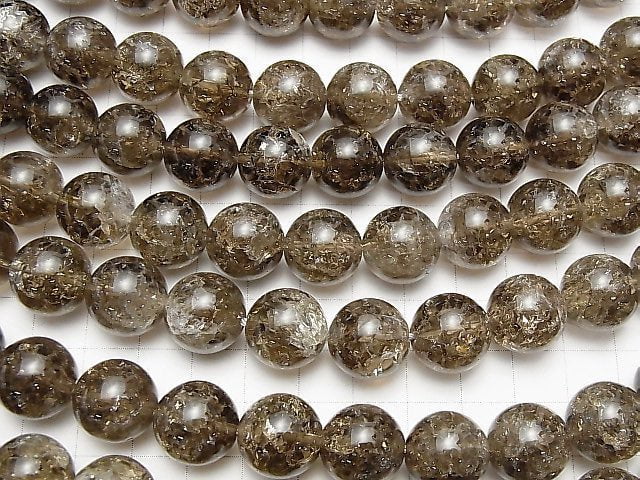 Crackle Smoky Quartz Round 14mm half or 1strand beads (aprx.14inch/35cm)