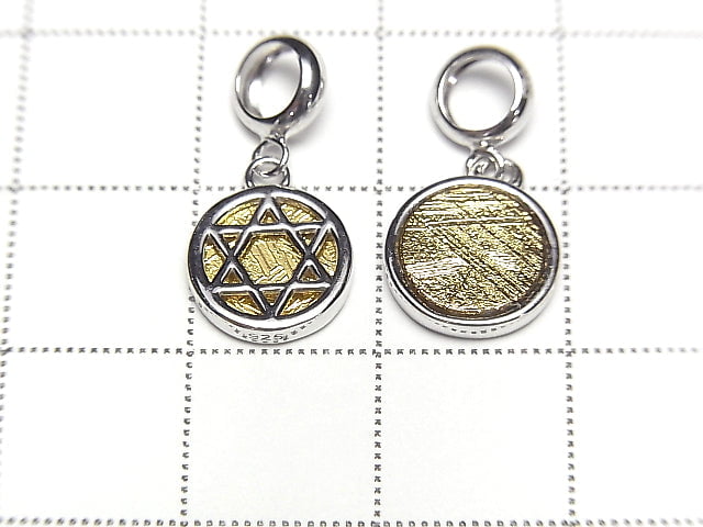 Meteorite hexagonal star Coin Pendant 9 x 9 x 2 mm Yellow Gold  Silver 925