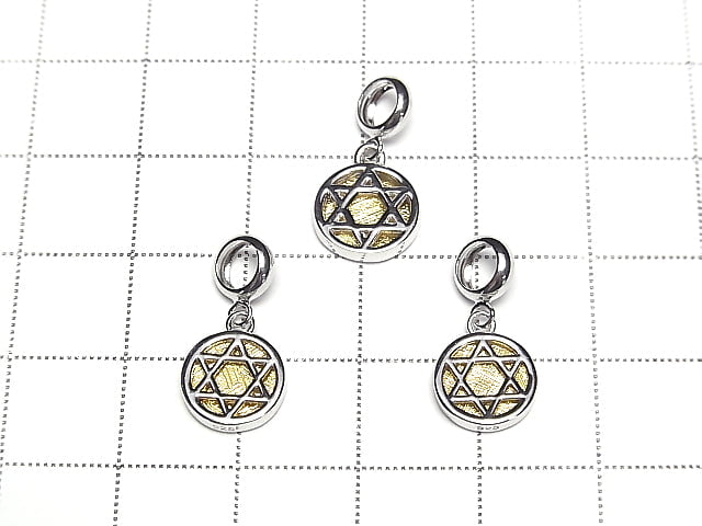 Meteorite hexagonal star Coin Pendant 9 x 9 x 2 mm Yellow Gold  Silver 925
