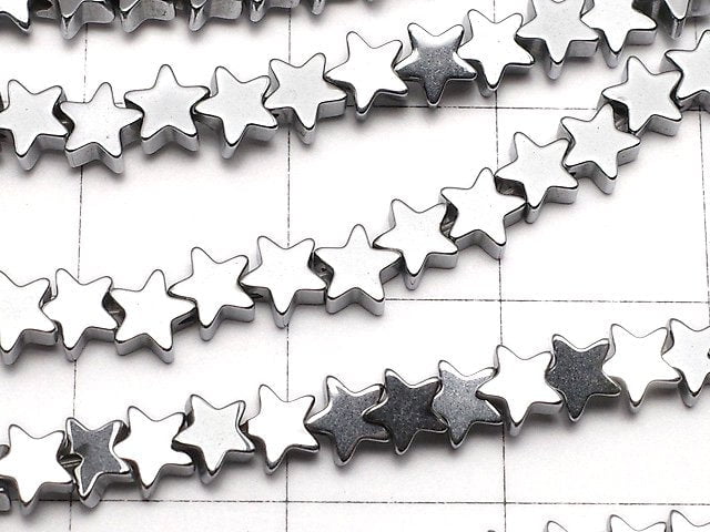 Hematite Star 4x4mm Silver Coated 1strand beads (aprx.15inch/37cm)