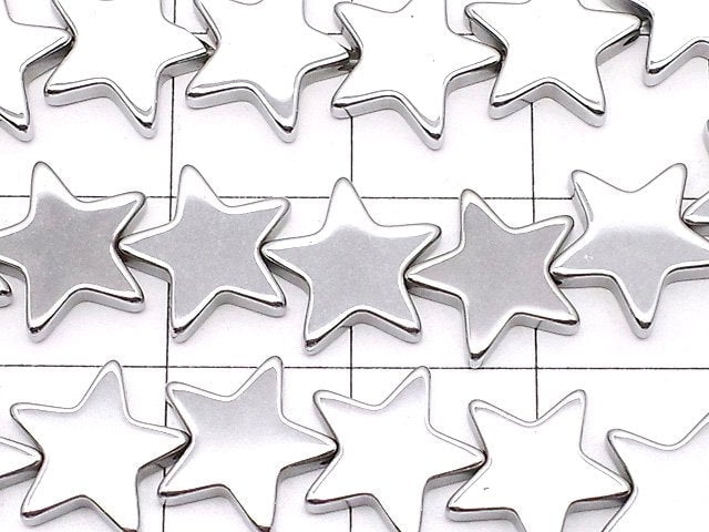 Hematite Star 10x10x2mm Silver Coating 1strand beads (aprx.15inch/38cm)